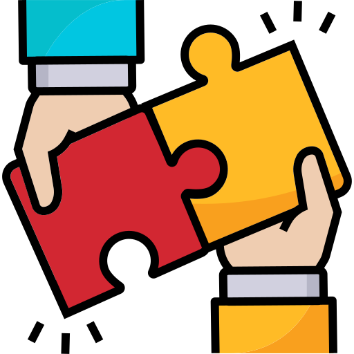Image of two hands fixing two pieces of puzzle showing collaboration